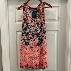 Collective Concepts Pink and Green Floral Sleeveless  Dress Medium